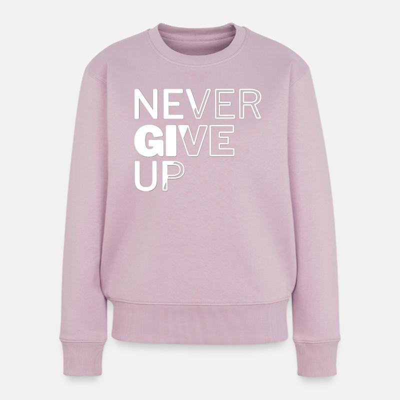 Never give up - Pull Premium bio Femme - rose poudré