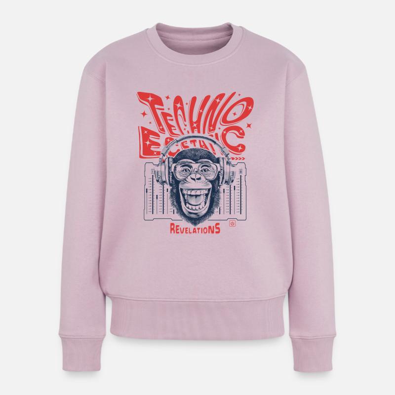Ecstatic Techno: Affe, Beats und Primaten Shirt - Frauen Premium Bio Pullover - Altrosa