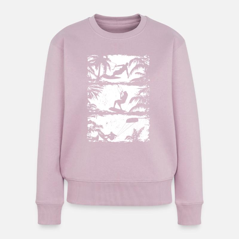 Kitesurfing Silhouette Kiteboarding Kitesurfer - Frauen Premium Bio Pullover - Altrosa