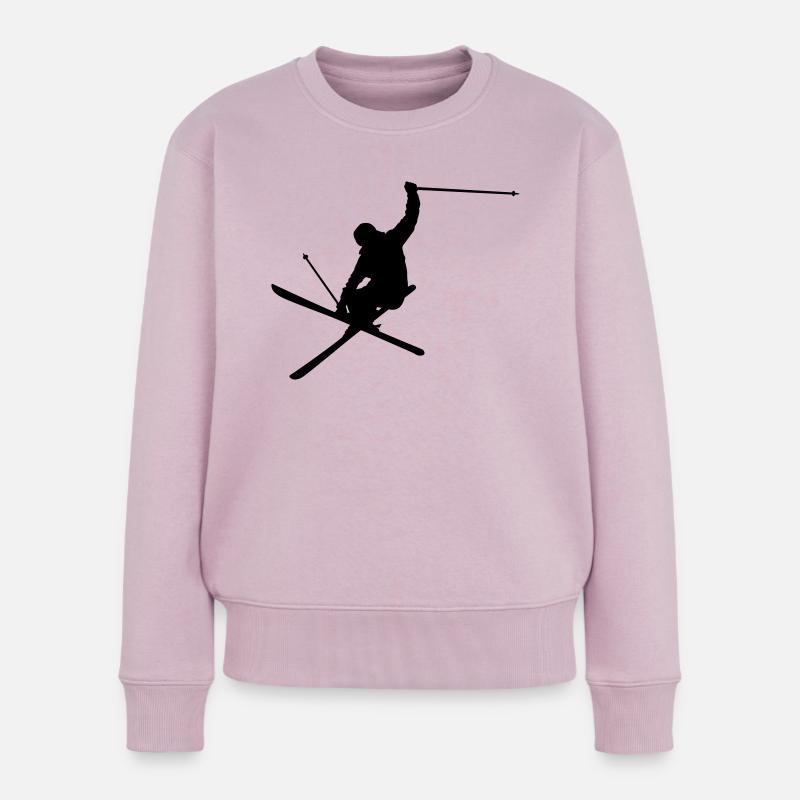 Skiing - Frauen Premium Bio Pullover - Altrosa