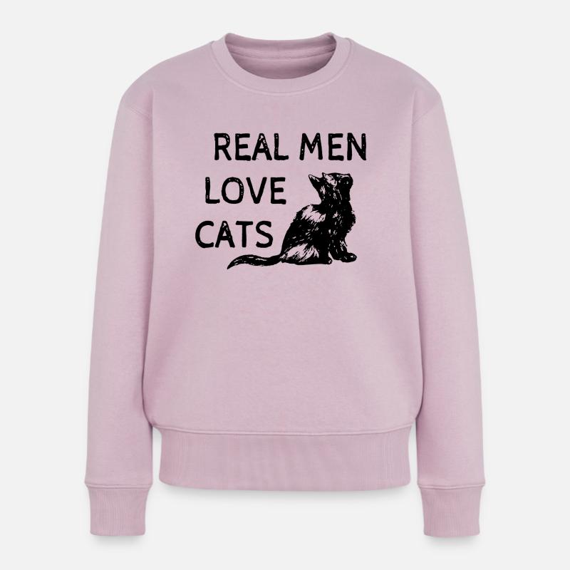 Echte Männer lieben Katzen Kätzchen sitzen - Frauen Premium Bio Pullover - Altrosa