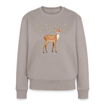 Reh - Frauen Premium Bio Pullover - Taupe - Vorne - Julia (174cm)