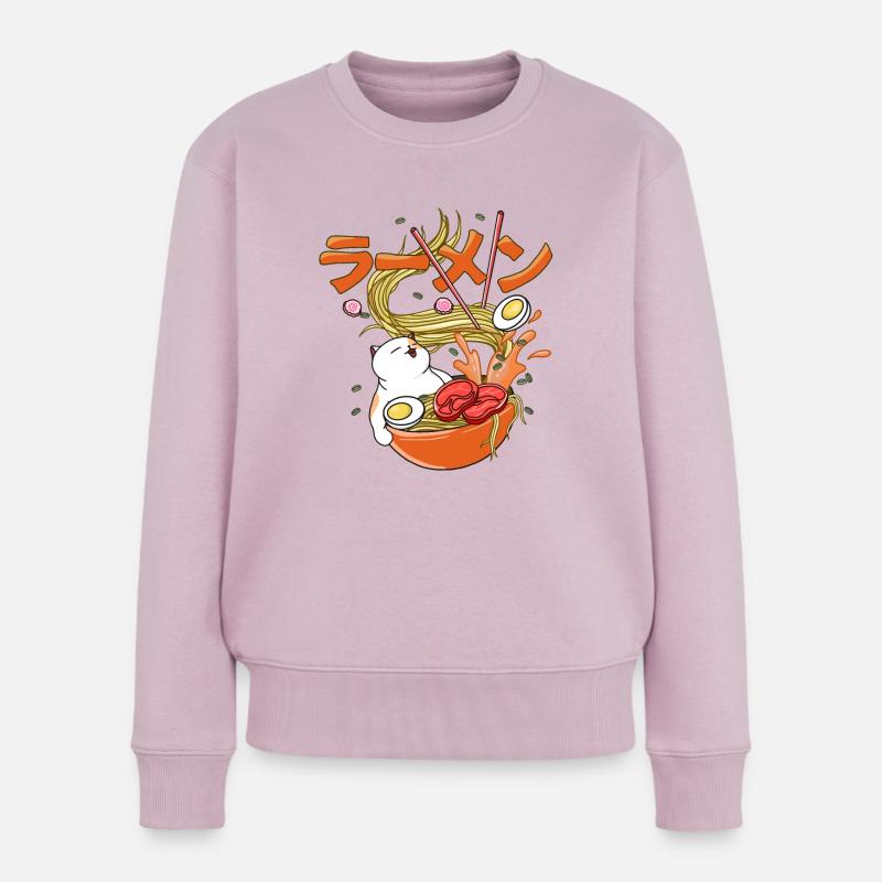 Joyeux Chat Ramen - Pull Premium bio Femme - rose poudré