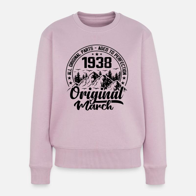 1938 mars Original : 86 Ans cadeau Anniversaire - Pull Premium bio Femme - rose poudré