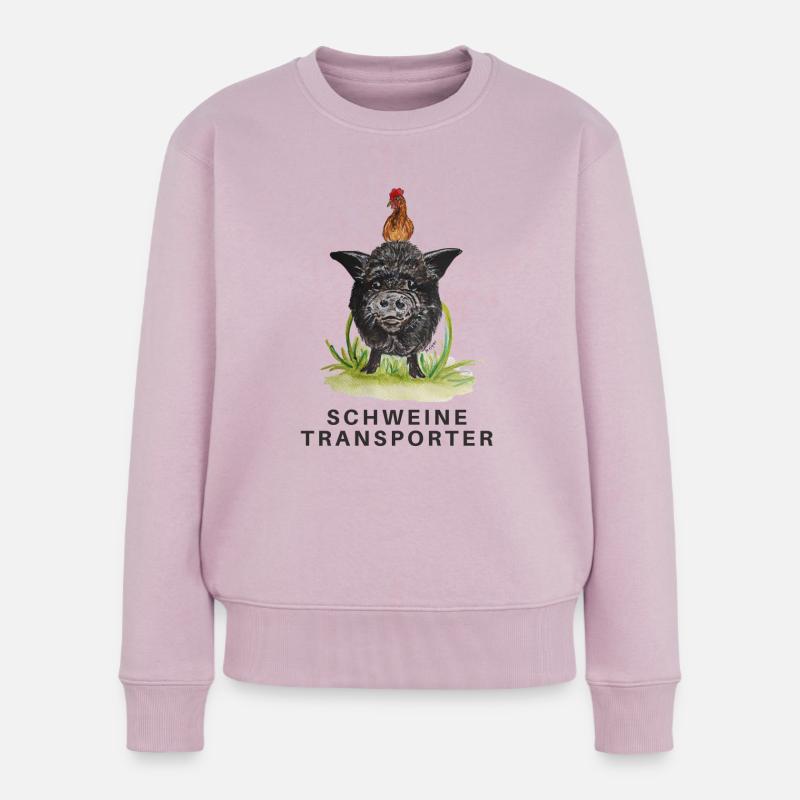 Schweine Transporter - Frauen Premium Bio Pullover - Altrosa