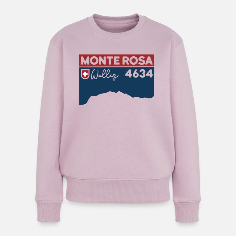 Monte Rosa Massiv Dufourspitze Wanderung Wallis - Frauen Premium Bio Pullover - Altrosa