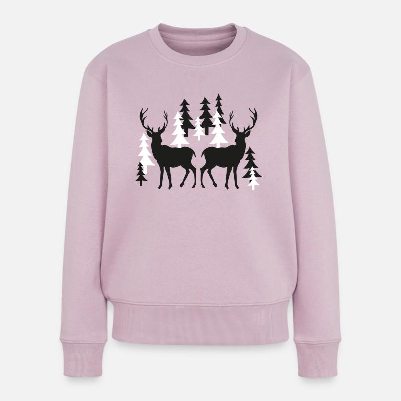 Weihnachten Hirsche im Wald - Frauen Premium Bio Pullover - Altrosa