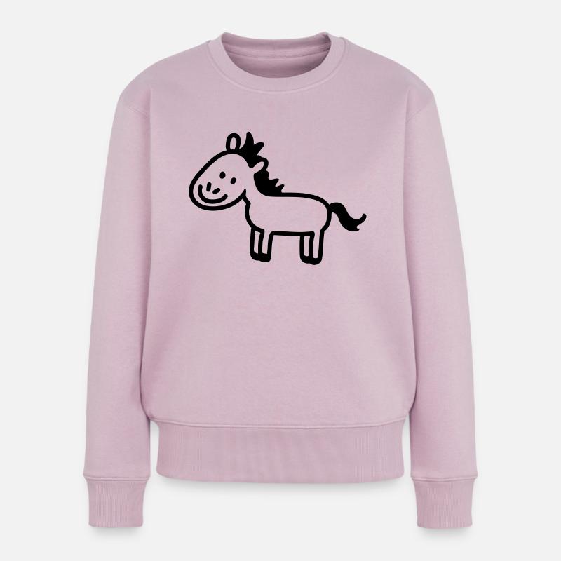 cheval de poney - ligne - Pull Premium bio Femme - rose poudré