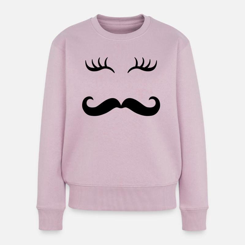 Moustache et cils - Pull Premium bio Femme - rose poudré