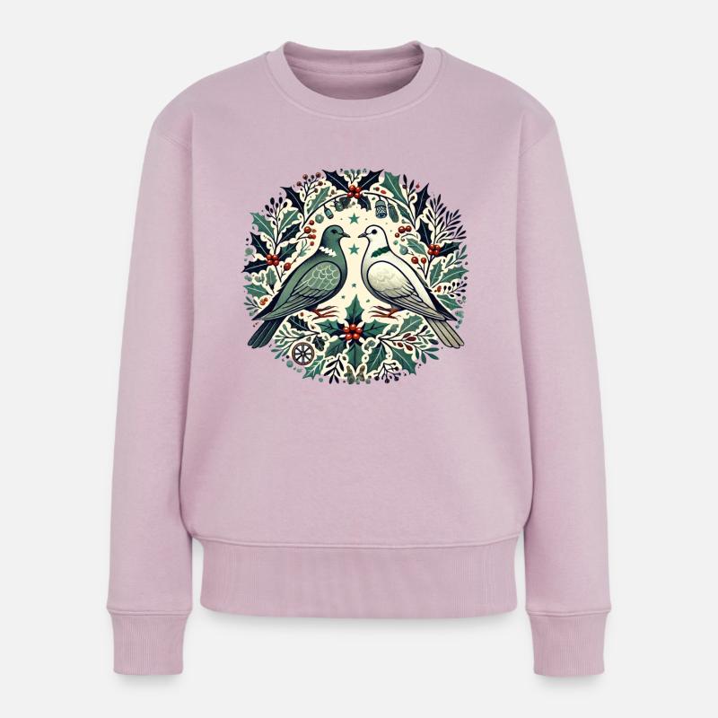 Weihnachtstauben - Frauen Premium Bio Pullover - Altrosa
