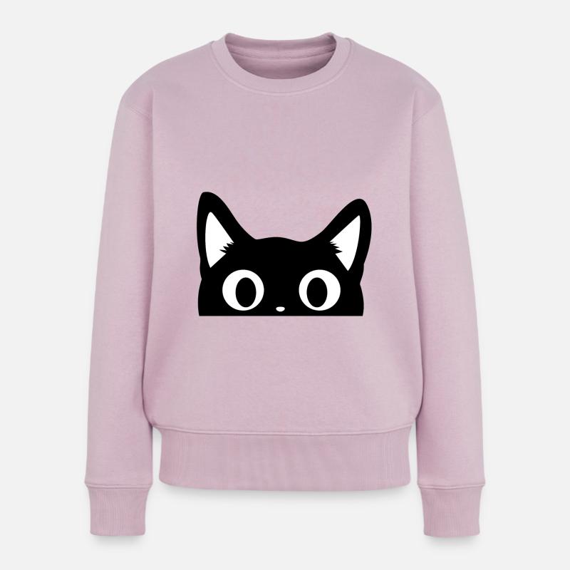 süße schwarze Katze - Frauen Premium Bio Pullover - Altrosa