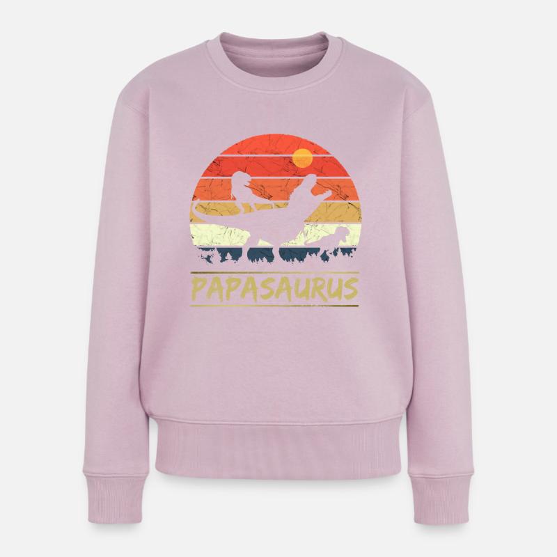Papasaurus - Retro - Frauen Premium Bio Pullover - Altrosa