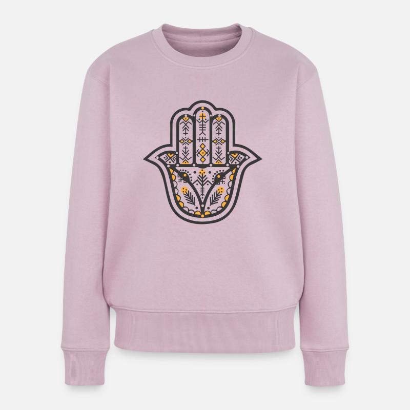 Fatma Hand - Khamsa - Frauen Premium Bio Pullover - Altrosa