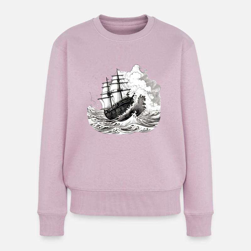 Boot in den Wellen Nr. 2 - Frauen Premium Bio Pullover - Altrosa