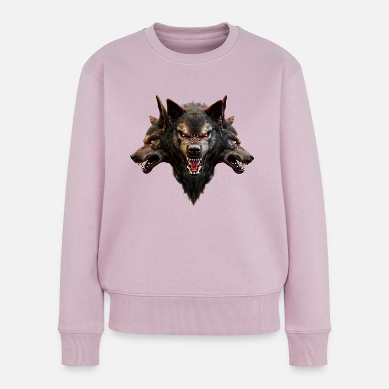 Wolf Teufelsköpfe Böser gruseliger Werwolf - Frauen Premium Bio Pullover - Altrosa