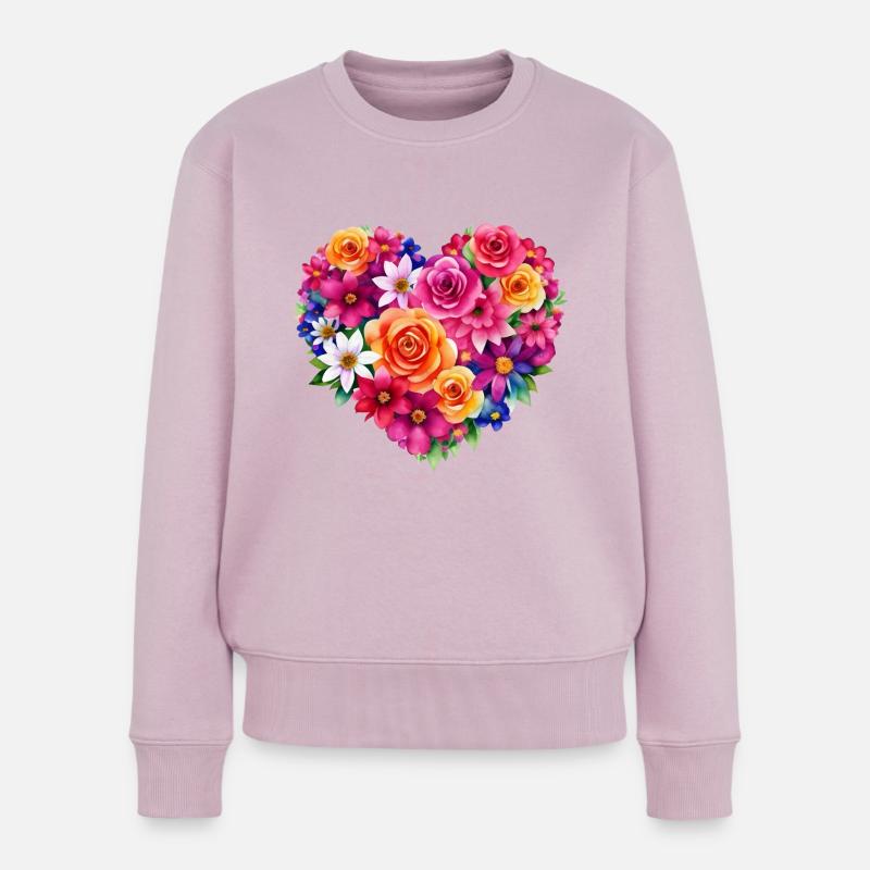 Blumen - ein Herz voller - Frauen Premium Bio Pullover - Altrosa