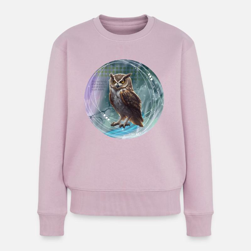 Fabelhafte Eulenillustration magischem Hintergrund - Frauen Premium Bio Pullover - Altrosa