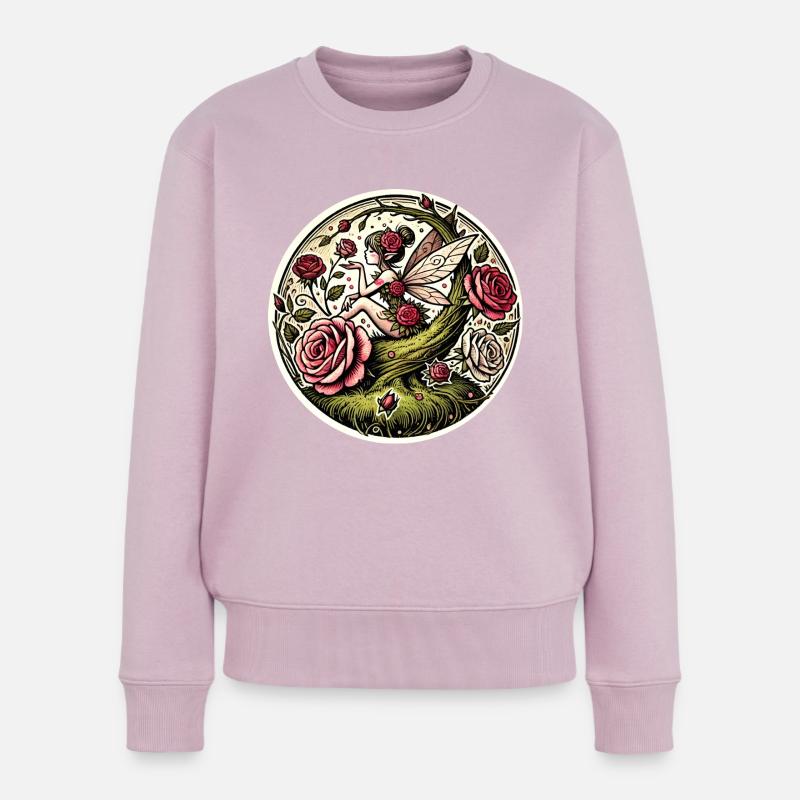Vintage Rose Fee - Frauen Premium Bio Pullover - Altrosa