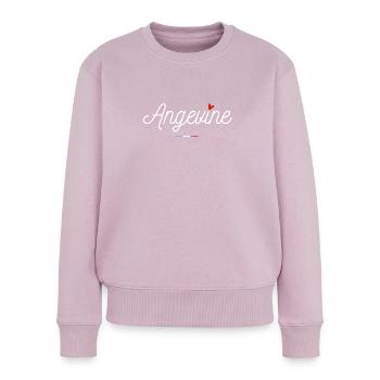 Angevine Blanc Design Français Coeur - Pull Premium bio Femme - rose poudré - Devant - Julia (174cm)