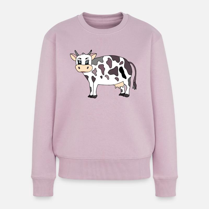 Kuh - Frauen Premium Bio Pullover - Altrosa