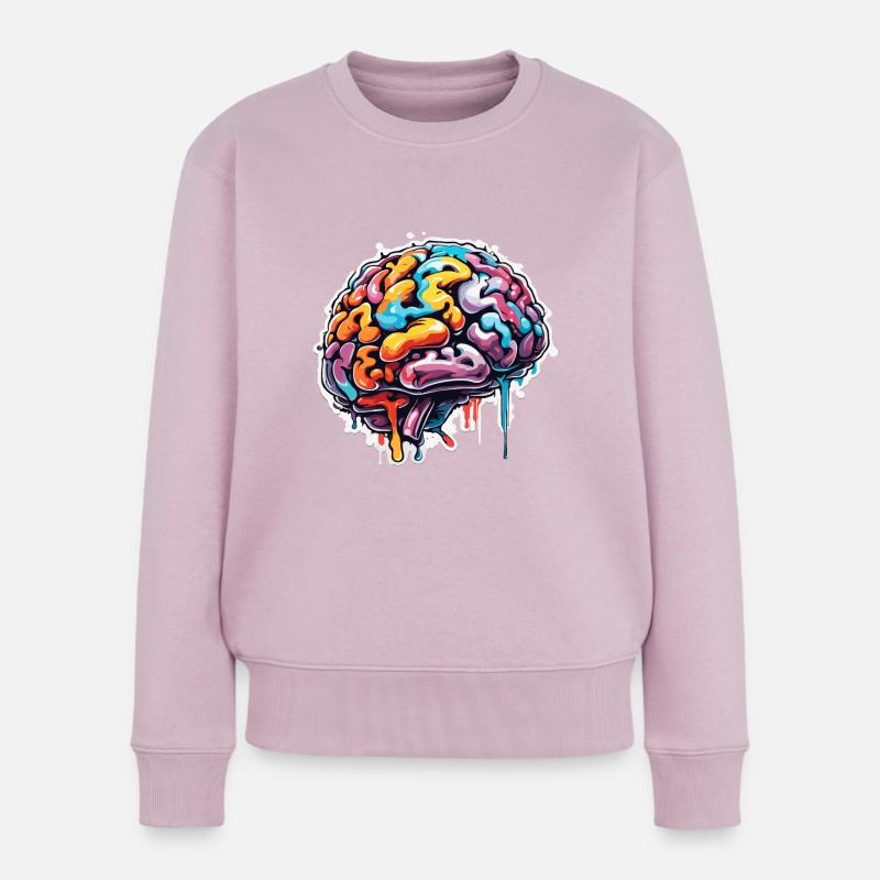 Gehirn / Wissen / Intelligenz / klug / Denken - Frauen Premium Bio Pullover - Altrosa