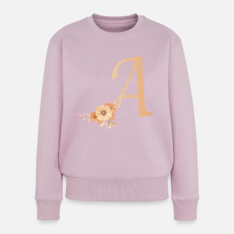 Buchstabe A mit Blumen - Frauen Premium Bio Pullover - Altrosa