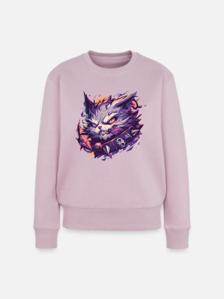 Bedrohliche Katze - Frauen Premium Bio Pullover - Altrosa