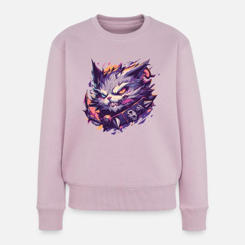 Bedrohliche Katze - Frauen Premium Bio Pullover - Altrosa