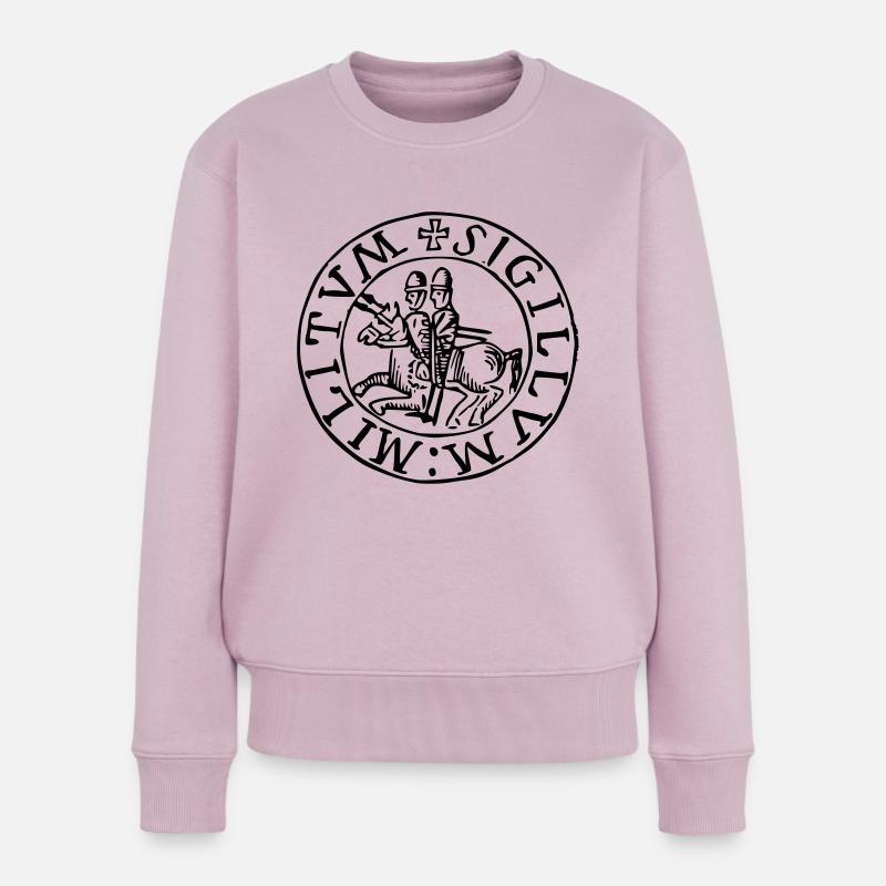 Templar knights seal - Frauen Premium Bio Pullover - Altrosa