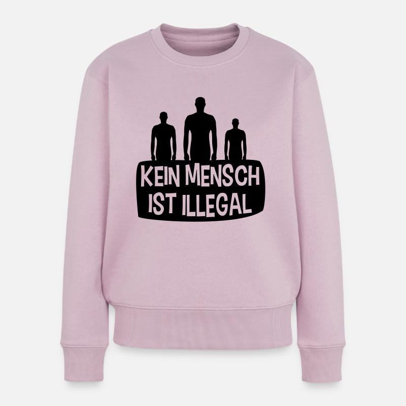 Kein Mensch Ist Illegal - Frauen Premium Bio Pullover - Altrosa