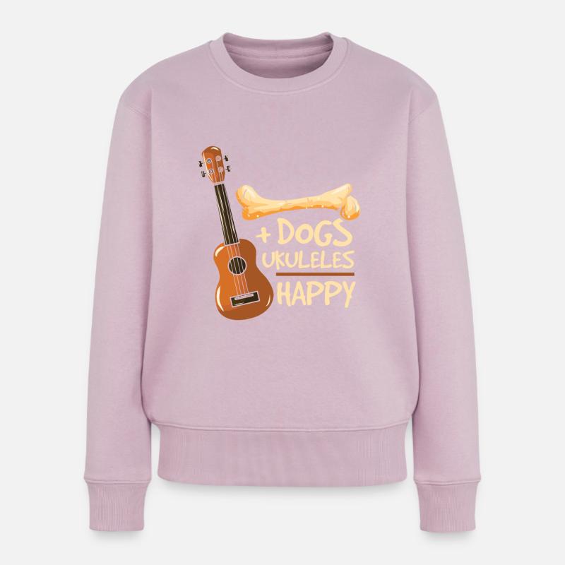 Hunde Ukulelen glücklich - Frauen Premium Bio Pullover - Altrosa