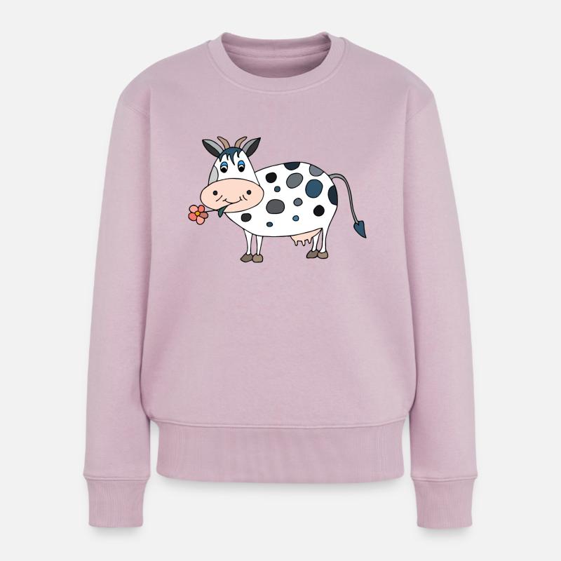Kuh - Frauen Premium Bio Pullover - Altrosa