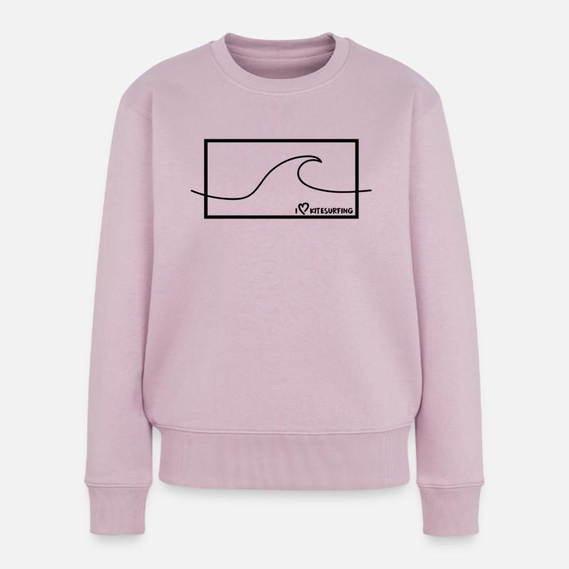 Ich liebe Kitesurfen Welle schwarz - Frauen Premium Bio Pullover - Altrosa