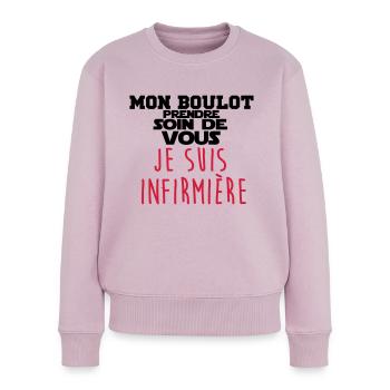 je suis infirmière - Pull Premium bio Femme - rose poudré - Devant - Julia (174cm)