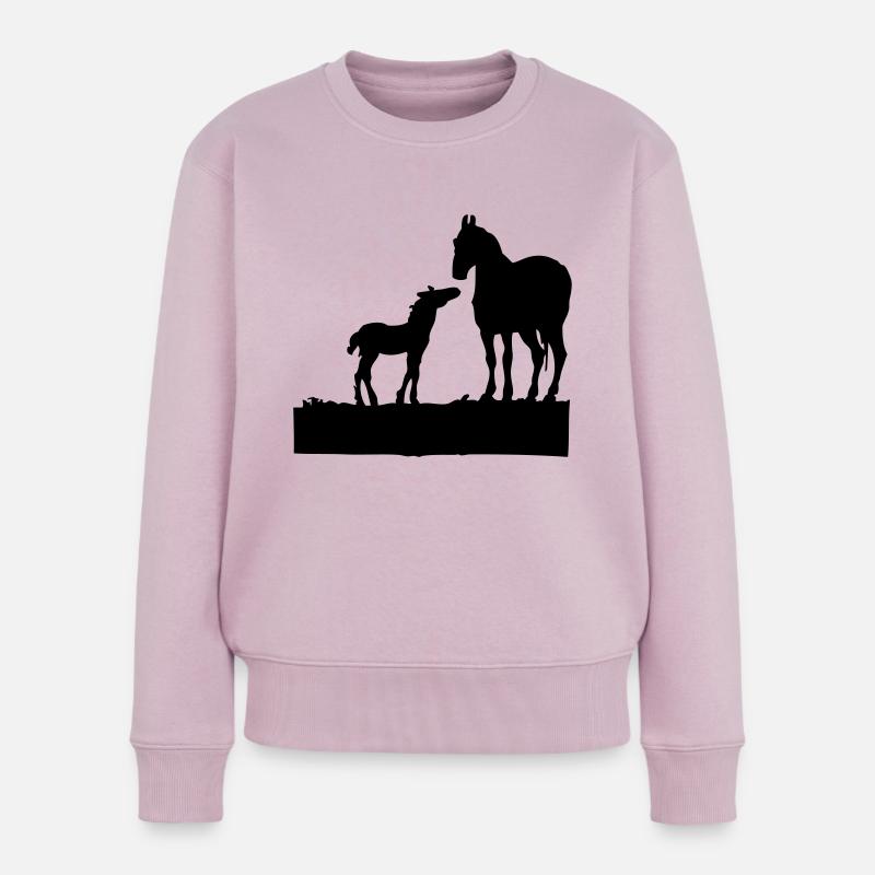 Pferd - Frauen Premium Bio Pullover - Altrosa