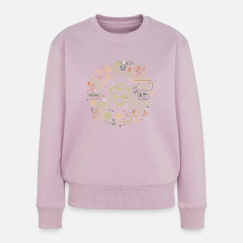 Polyédrique D20 Dés Monogramme Doodle - Pull Premium bio Femme - rose poudré