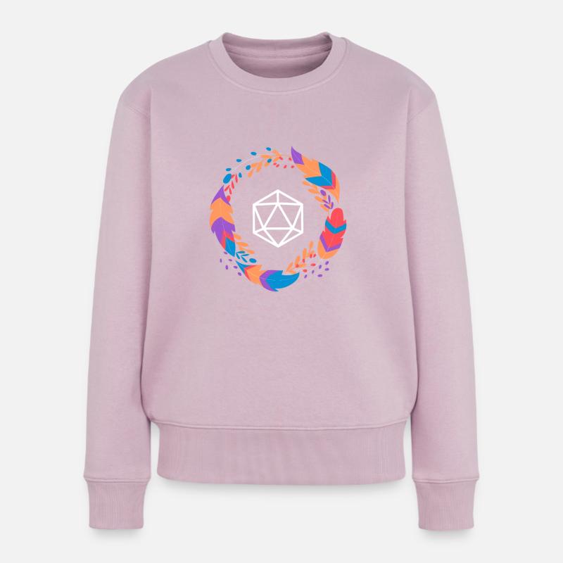 Buntes Boho D20 Würfel Tabletop-Rollenspiel - Frauen Premium Bio Pullover - Altrosa