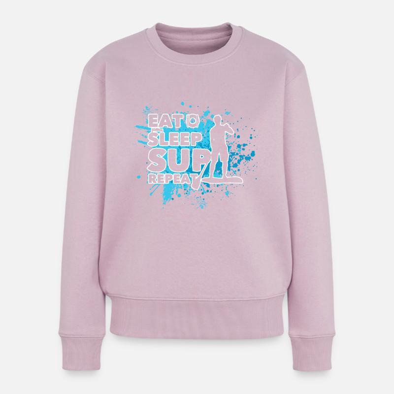 Eat. Sleep. SUP. Repeat Geschenk Stand Up Paddler - Frauen Premium Bio Pullover - Altrosa