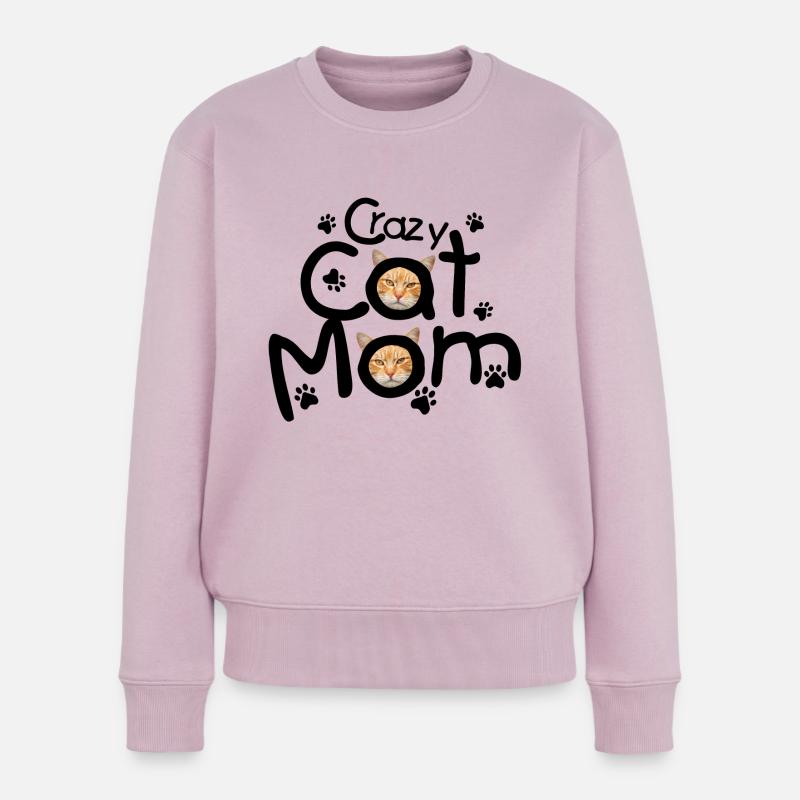 Crazy Cat Mom - Frauen Premium Bio Pullover - Altrosa