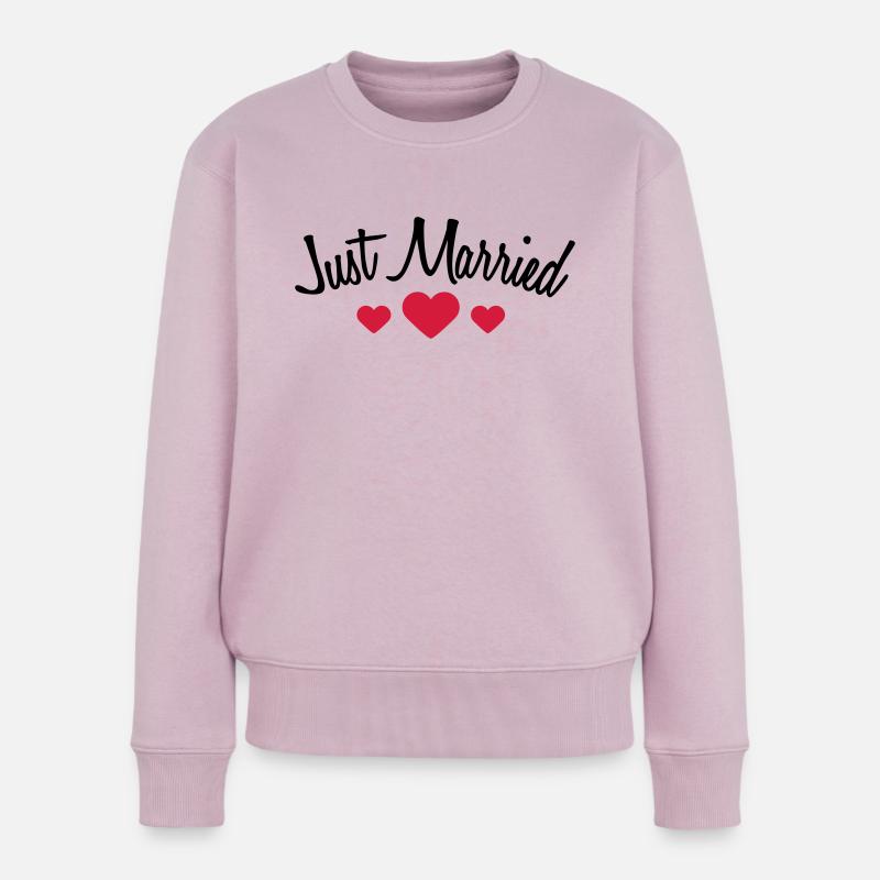 Just Married Hearts Logo Design - Pull Premium bio Femme - rose poudré