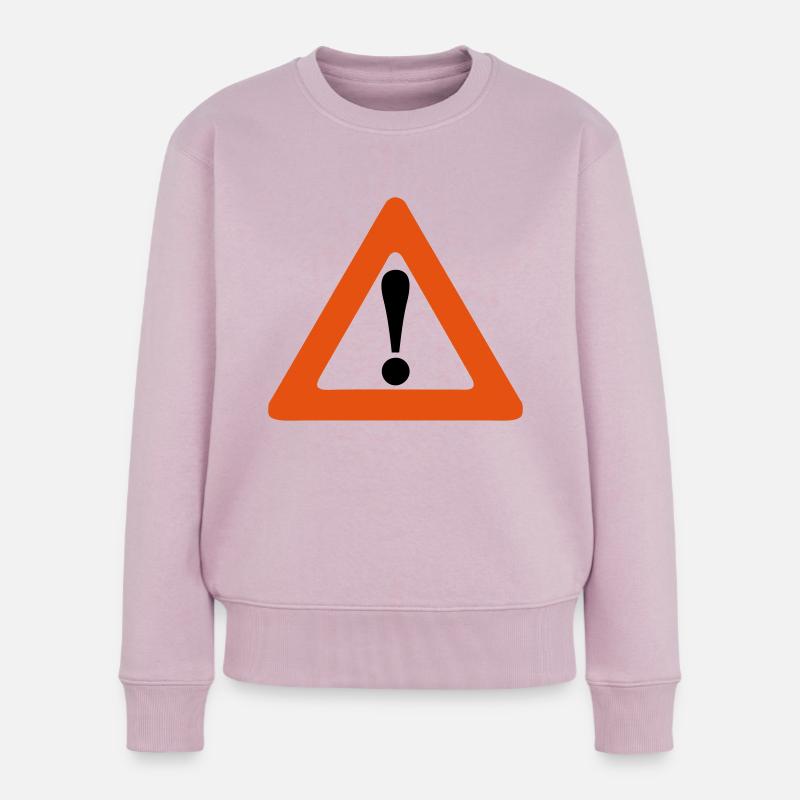 panneau danger icone exclamation triangle - Pull Premium bio Femme - rose poudré