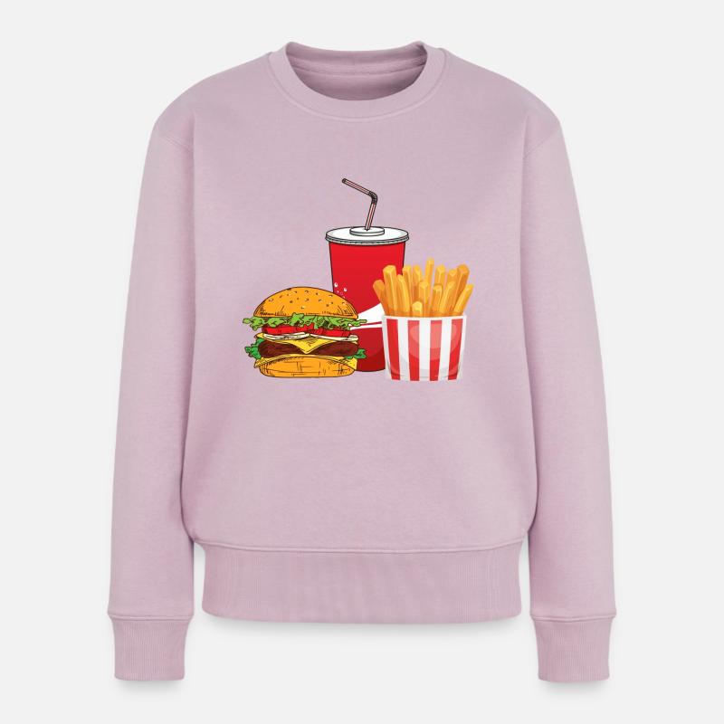 Burger, Soda, Pommes. - Frauen Premium Bio Pullover - Altrosa