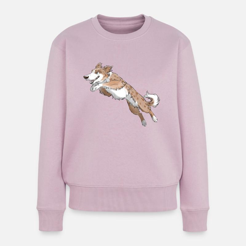 Sporthund - Border Collie - Rot Merle Tri - Frauen Premium Bio Pullover - Altrosa