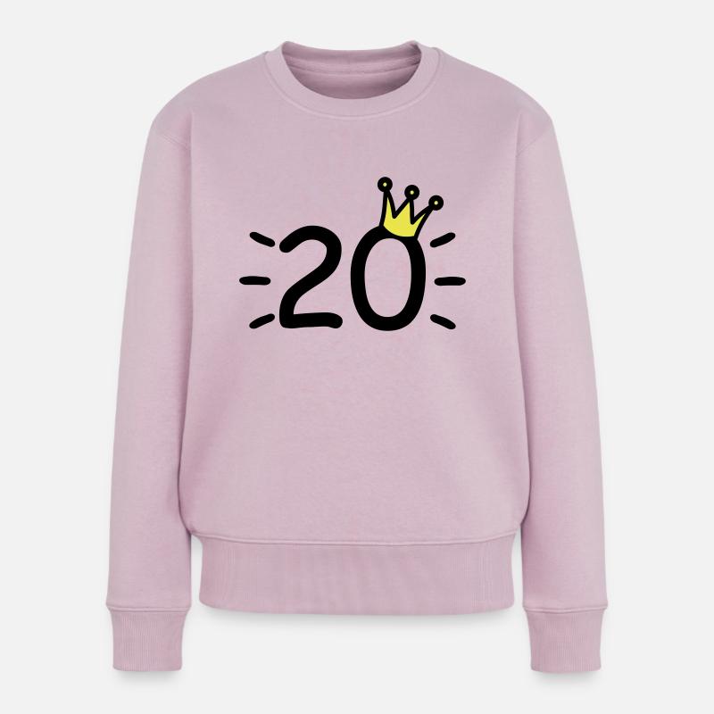 Numéro 20 avec la couronne de vingt ans - Pull Premium bio Femme - rose poudré