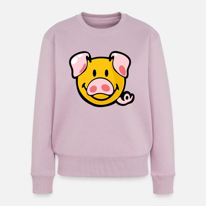 Smiley Pig - Frauen Premium Bio Pullover - Altrosa
