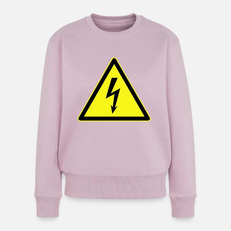 Electrical Warning, Electrical Danger - Women's Premium Organic Jumper - dusky pink