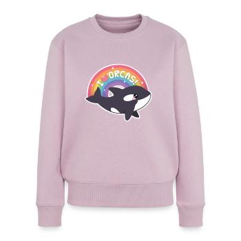 Mignon J’aime Orques Arc-en-ciel - Pull Premium bio Femme - rose poudré - Devant - Julia (174cm)