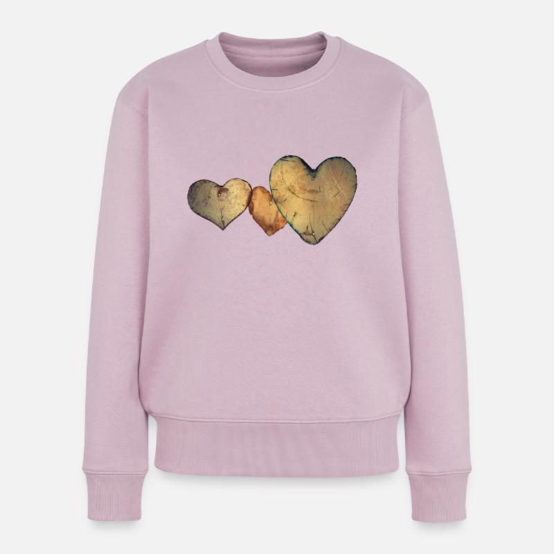 Herz aus Holz - Frauen Premium Bio Pullover - Altrosa