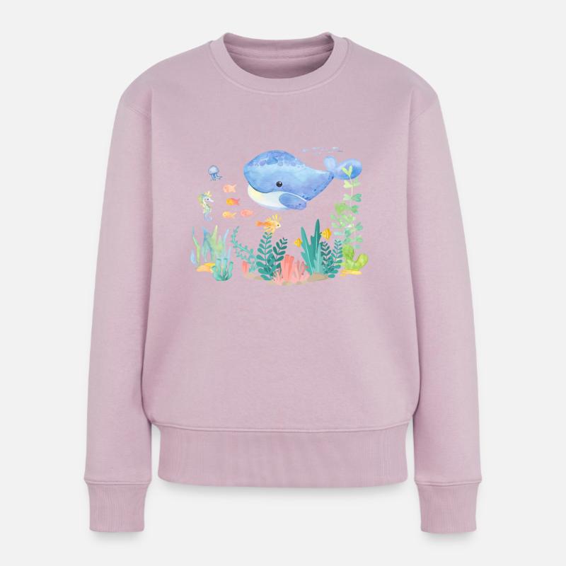 Océan Baleine - Pull Premium bio Femme - rose poudré