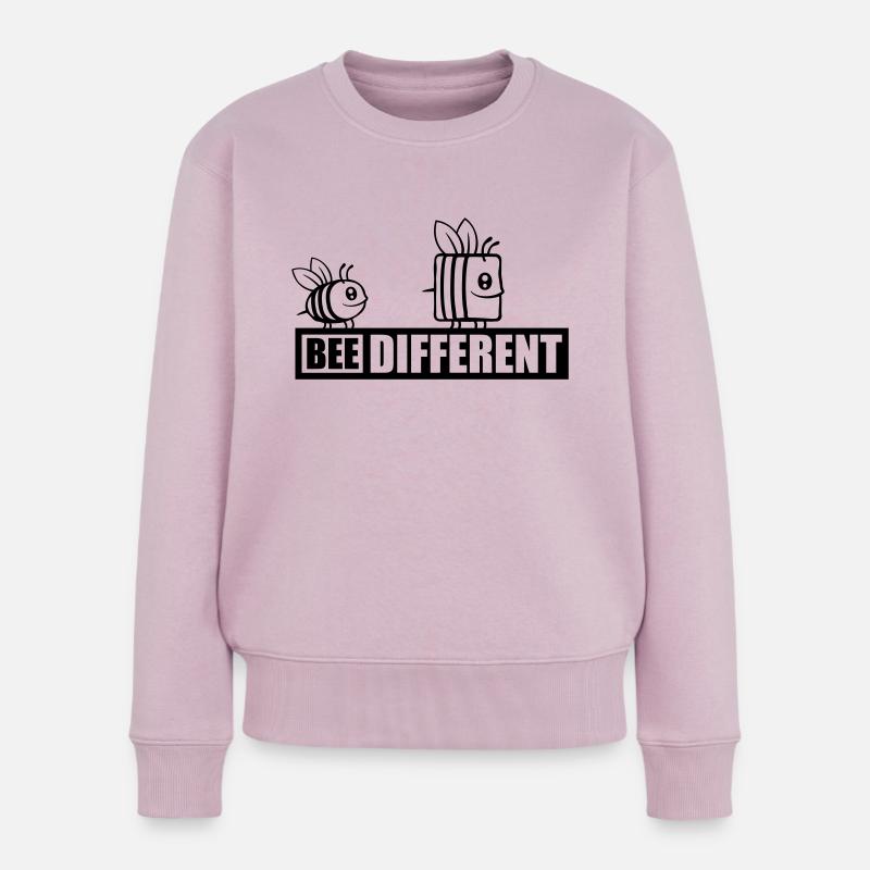 bee different Spruch Zitat - Frauen Premium Bio Pullover - Altrosa